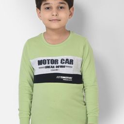 Crimsoune Club Boys Green Typography Printed Applique T-shirt-image-39
