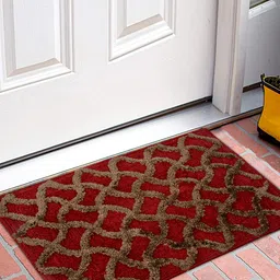 Kuber Industries Maroon & Brown Patterned Velvet Rectangular Anti-Skid Doormat-10