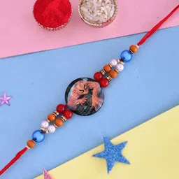 Aapno Rajasthan Kids Spiderman Beaded Thread Rakhi With Roli Rice & Greeting Card-51