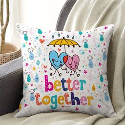Indigifts White Printed Square Cushion With Filler-2