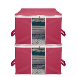 Kuber Industries Maroon 2 Pieces Rectangular Storage Extra Large Organiser-image-23