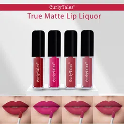 CurlyTales True Matte Set Of 4 Liquid Lipstick - Red, Magenta, Brick Red, Pink Nude-21
