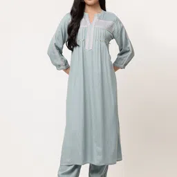 SAVI Embroidered Kurta & Trousers Set-picture-56