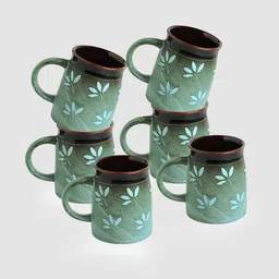 ExclusiveLane Set of 6 Handglazed Studio Pottery Ceramic Coffee Tea Mugs 400 ml Each-image-2