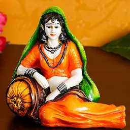 eCraftIndia Orange & Green Resting Rajasthani Lady Handcrafted Showpiece-61