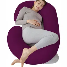 DADDY COOL Purple Cotton Breathable C Shaped Maternity Pillow-image-79