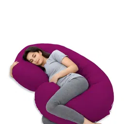 Mom's Moon Burgundy Cotton Lightweight Maternity C Shaped Pillow-58