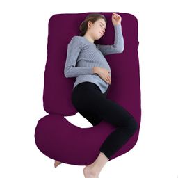 Mom's Moon Burgundy  Cotton Lightweight Maternity  J Shaped Pillow-23