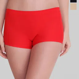 PLUMBURY Pack Of 3 Mid-Rise Seamless Boy Shorts Breif With Anti Microbial-image-49