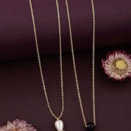 DressBerry White Set Of 2 Gold-Plated Necklace And Chains-42