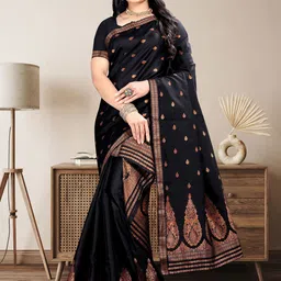 KAMDAR Poly Pat Silk Blend Traditonal Assamese Mekhala Sador-picture-41
