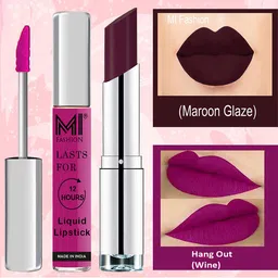 MI FASHION Set of Lip Drama Liquid Lipstick 3.5ml - 06 & Creamy Matte Lipstick 3.5g - 06-13