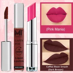 MI FASHION Set of Glam Lips Liquid Lipstick 3.5ml - 18 & Creamy Matte Lipstick 3.5g - 17-image-70
