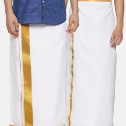 Sethukrishna Men Pack Of 2  Solid Readymade Cotton Dhoti-picture-44