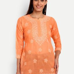 ADA Ethnic Motifs Chikankari Embroidered Thread Work Pure Cotton Thread Work Kurti-image-99