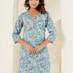 Eco Clothing Women Floral Printed Pure Cotton Kurti-image-58