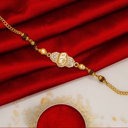 aadita Men Gold-Toned Bracelet Style Rakhi-image-1