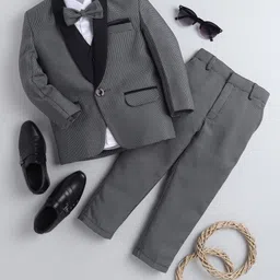Jeetethnics Boys Grey Checked 5-Piece Single-Breasted Partywear Suit-image-33