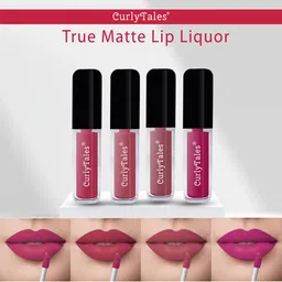 CurlyTales Set Of 4 Rich Formula Vitamin E Enriched Matte Liquid Lipsticks 12ml each-1