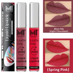 MI FASHION Set of 2 Smudge Free Matte Finish Moisturizing Liquid Lipstick - Nude & Pink-4