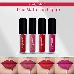 CurlyTales Set Of 4 Matte Light on Lips Vegan Paraben Free Liquid Lipsticks 12ml each-15