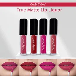 CurlyTales Set Of 4 Light On Lips Silky Matte Long Lasting Liquid Lipsticks 12ml each-6