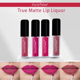 CurlyTales Set Of 4 Light On Lips Silky Matte Long Lasting Liquid Lipsticks 12ml each-35