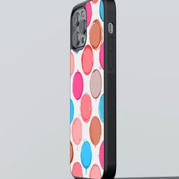 macmerise Off White & Pink Polka Dot Canvas Printed iPhone 13 Pro Bumper Mobile Phone Case-3