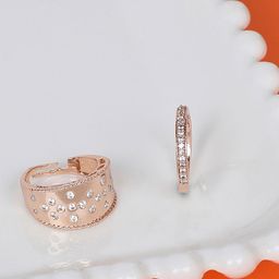 Zaveri Pearls Set Of 2 Rose Gold-Plated White CZ-Studded Adjustable Finger Rings-picture-3