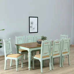 mudramark from pepperfry Joaquin Mango Wood 8 Seater Dining Set In Canary Green Finish-picture-21