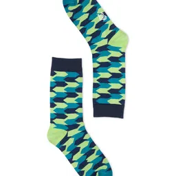 hexafun Blue & Green Patterned Pure Cotton Above Ankle Length Socks-image-31