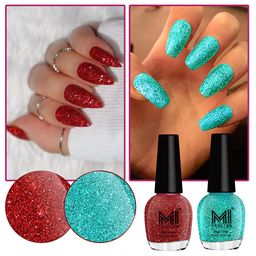 MI FASHION Set Of 2 Ultra Glass High Shine Glitter Long Stay Nail Polish - 15ml Each-15
