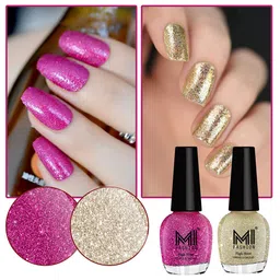 MI FASHION Vernis A Ongles Set Of 2 High Shine Long-Stay Nail Polish 15ml Each - Silver Gold, Magenta-image-112