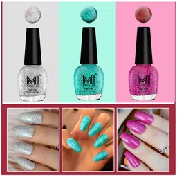 MI FASHION Set Of 3 Ultra Glass High Shine Glitter Long Stay Nail Polish - 15ml Each-16