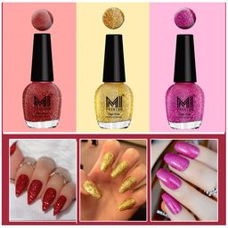 MI FASHION Set Of 3 Ultra Glass High Shine Glitter Long Stay Nail Polish - 15ml Each-12