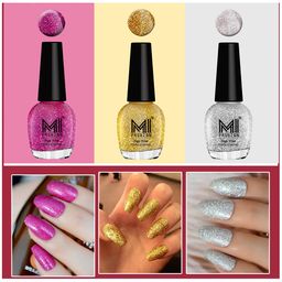 MI FASHION Set Of 3 Ultra Glass High Shine Glitter Long Stay Nail Polish - 15ml Each-13