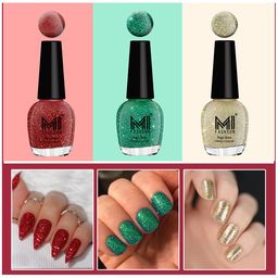 MI FASHION Vernis A Ongles Set Of 3 High Shine Long-Stay Nail Polish 15ml Each - Silver Gold, Radium, Red-14
