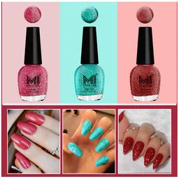 MI FASHION Set Of 3 Ultra Glass High Shine Glitter Long Stay Nail Polish - 15ml Each-image-47