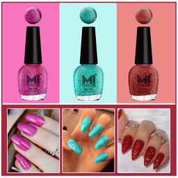 MI FASHION Vernis A Ongles Set Of 3 High Shine Long-Stay Nail Polish 15ml Each - Blue, Red, Magenta-30