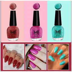 MI FASHION Vernis A Ongles Set Of 3 High Shine Long-Stay Nail Polish 15ml Each - Blue, Red, Magenta-image-72