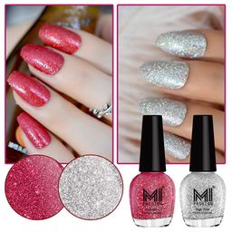 MI FASHION Vernis A Ongles Set Of 2 High Shine Long-Stay Nail Polish 15ml Each - Pink, Silver-image-113