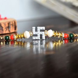 Phirki Studio Set Of 2 Beaded Rakhi With Mug & Greeting Card With Roli Chawal image 2