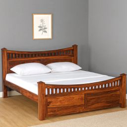 woodsworth from pepperfry Lotus Sheesham Wood King Size Bed In Honey Oak Finish-picture-13
