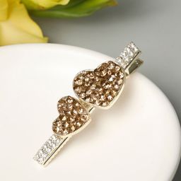 PRITA BY PRIYAASI Women Gold-Toned & Silver-Toned Embellished Heart Alligator Hair Clip-18