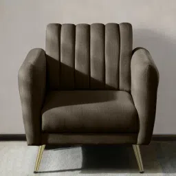 casacraft from pepperfry Fidel Chenille Fabric 1 Seater Sofa in Brown Colour-picture-35