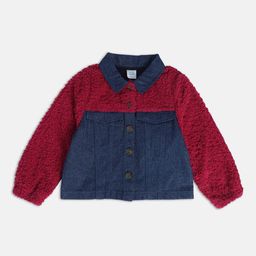 MINI KLUB Girls Colourblocked Lightweight Crop Pure Cotton Denim Jacket-image-27