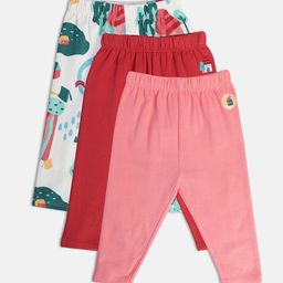 MINI KLUB Infant Girls Pack of 3 Printed Pure Cotton Ankle-Length Leggings-picture-21
