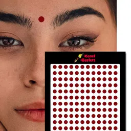 Comet Busters 132 Pcs Reusable Designer Bindis - Maroon image 3