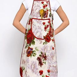 Kuber Industries Red & Cream Colour Printed Waterproof Cotton Aprons With Front Pocket image 3