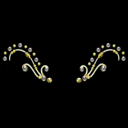 Comet Busters Yellow & Silver Toned Gems Rave Eyes Decoration Eye Stickers - 2pcs image 2